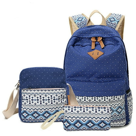 Cool Backpacks For Teen Girls Deep Blue Lightweight Canvas school Backpack for Teen Girls, School Light Blue Shoulder Bags for Girls ()