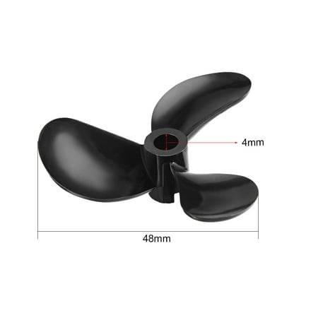 48 X 4 X 11mm Nylon 3 Vane Rotating Rc Boat Prop Propeller Black