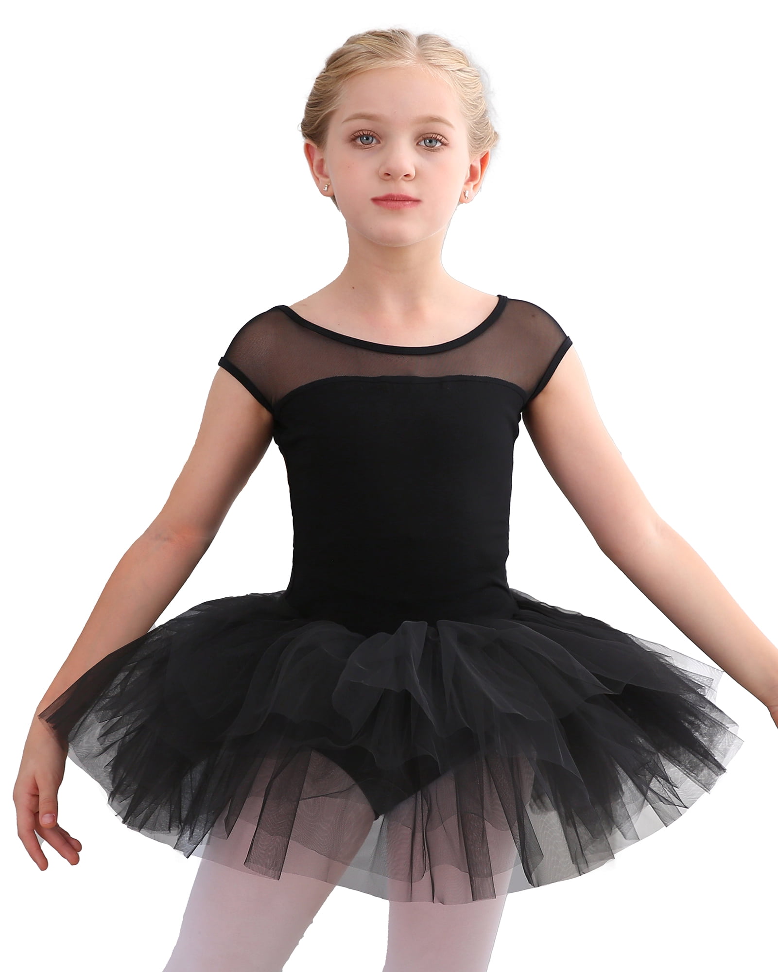 STELLE Ballet Leotard Mesh Cap Sleeveless Tutu Skirted Ballerina Dress