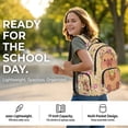 thumbnail image 6 of Xoenoiee Capybara Milk Tea Cherry Blossom Print Kids Backpack for Girls Elementary School Bookbag School Bag with Zippe Pocket Lightweight Rucksack Travel Daypack with Adjustable Straps, 6 of 7
