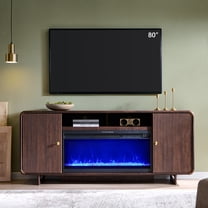 SinCiDo 70" Modern Fluted Fireplace TV Stand for 80 Inch TV, Entertainment Center w/36'' Electric Fireplace, Wood Media TV Console for Living Room