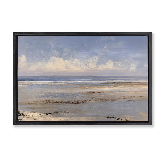 Stupell Industries Rustic Ocean Horizon Impression Black Framed Floater Canvas Wall Art, design by Jacky Ngan