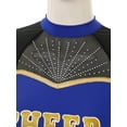 thumbnail image 5 of TiaoBug Women Cheer Leader Uniform Dance Cheerleading Costume Long Sleeve Crop Top with Mini Skirt Blue XL, 5 of 7