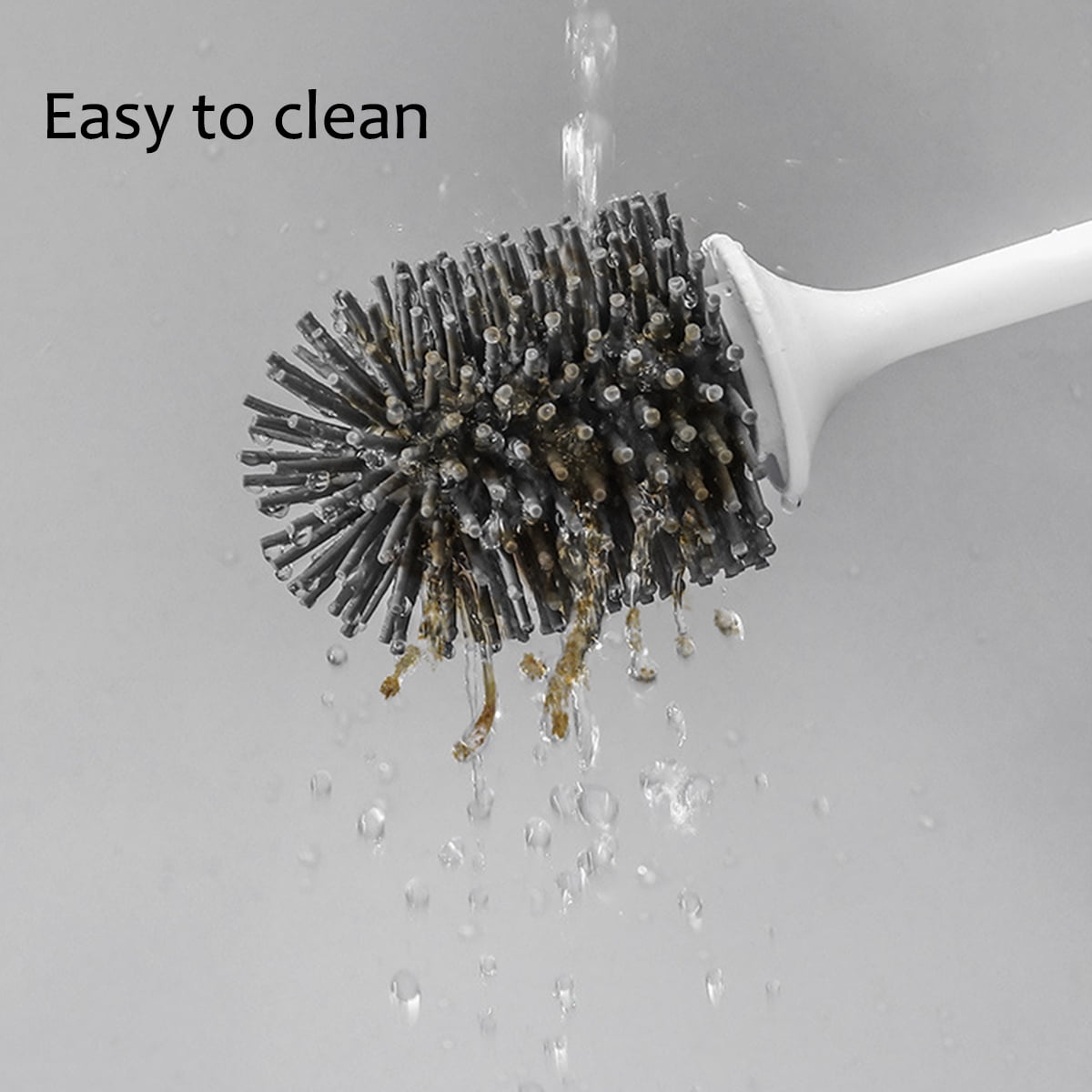Grey No Scratch Soft Bristles AODOOR Silicone Toilet Brush and Holder Set Wall Mounted Bathroom Toilet Bowl Cleaner Brush with Holder Removable Water Drawer Quick Drying
