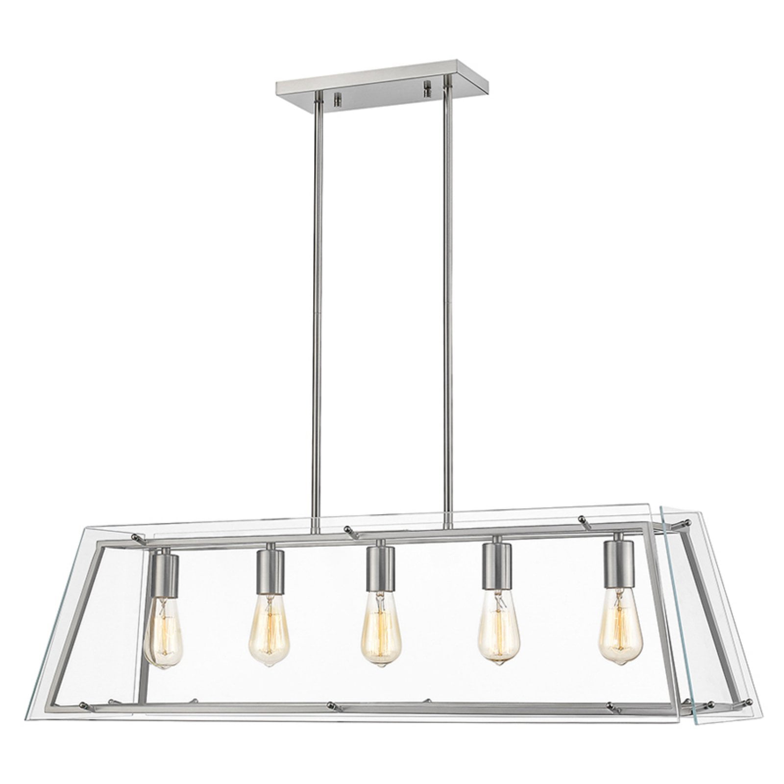 Buy Evan V Brushed Nickel Linear Modern Clear Glass Linear LED Pendant ...