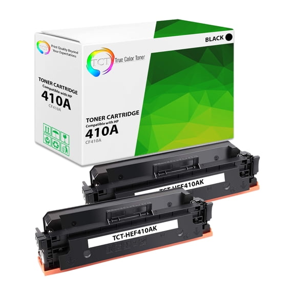TCT 410A Black Toner Cartridge 2 Pack - Compatible With HP 410A CF410A Black