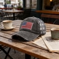 thumbnail image 4 of CaiYueKe American Flag Embroidered Baseball Cap Distressed Mesh Back Hat Vintage Washed Adjustable Patriotic 4th of July Cap for Men Women Outdoor Summer Sun Protection Casual Travel, 4 of 7