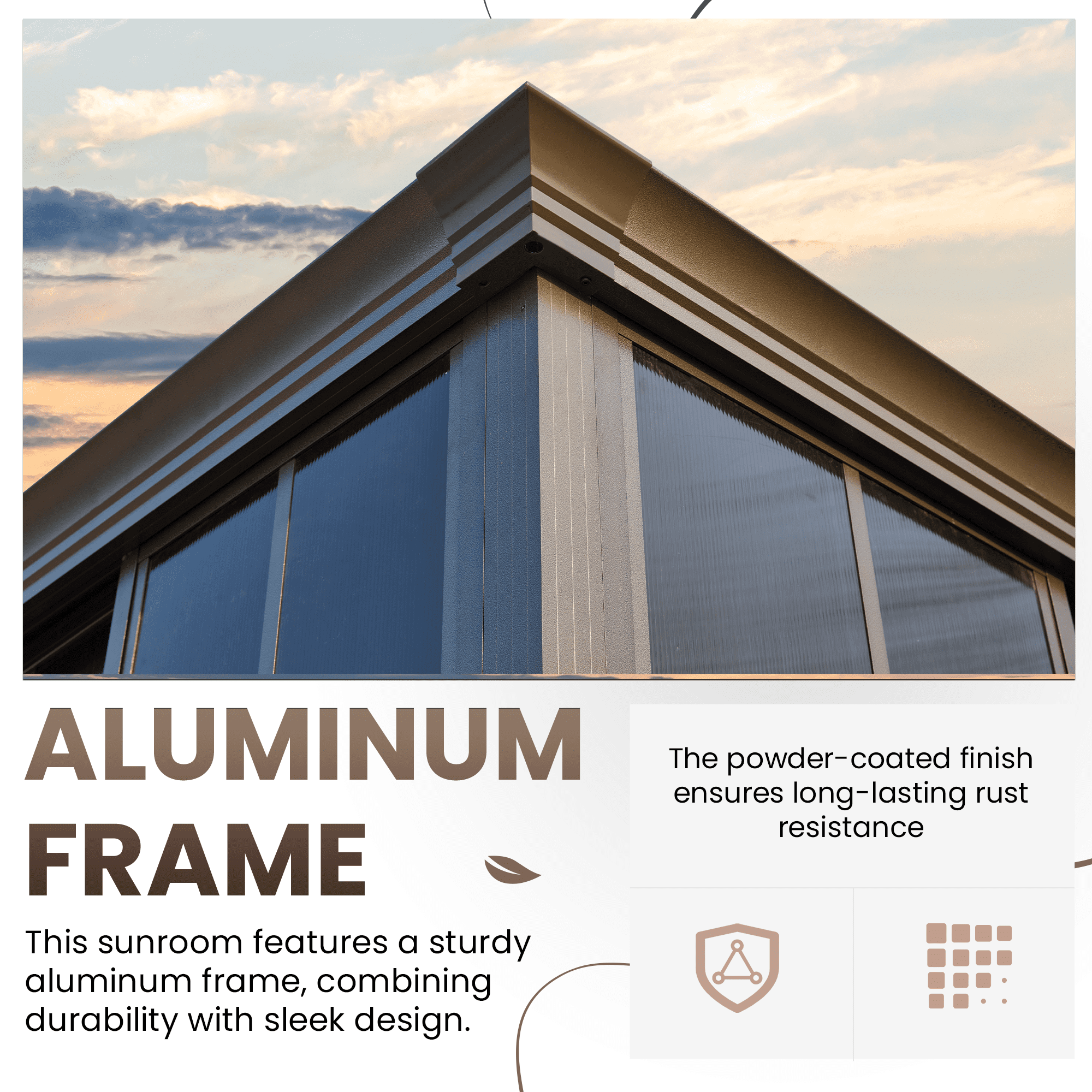 Hommow 10' X 12' Sunroom, Hardtop Gazebo Solarium with Detachable Windows & Light Galvanized Steel Double Roof