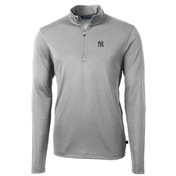 Men's Cutter & Buck Gray New York Yankees Big & Tall Virtue Eco Pique Quarter-Zip Pullover Jacket