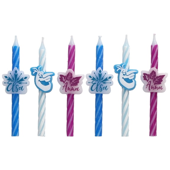 Princess Anna Olaf and Elsa Crown Birthday Cake Candles – 2 Boxes of 6 Classic Spiral Candles