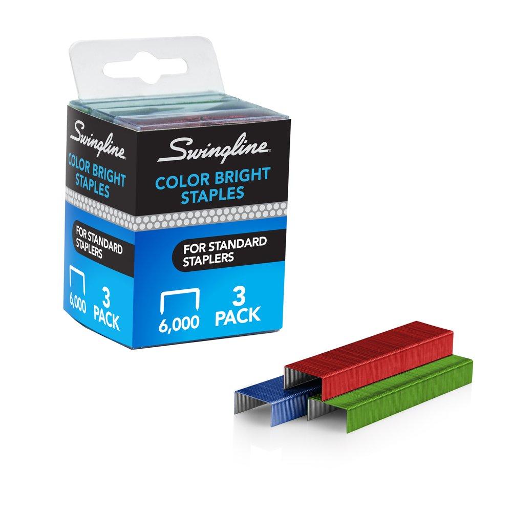 Colored Staples, Standard, 1/4" Length, Color Bright Staples, Blue, Red