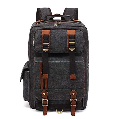 KAUKKO Sac à Dos de Voyage Extérieur pour Hommes Randonnée Camping Sac à Dos en Toile (Toile Noir)