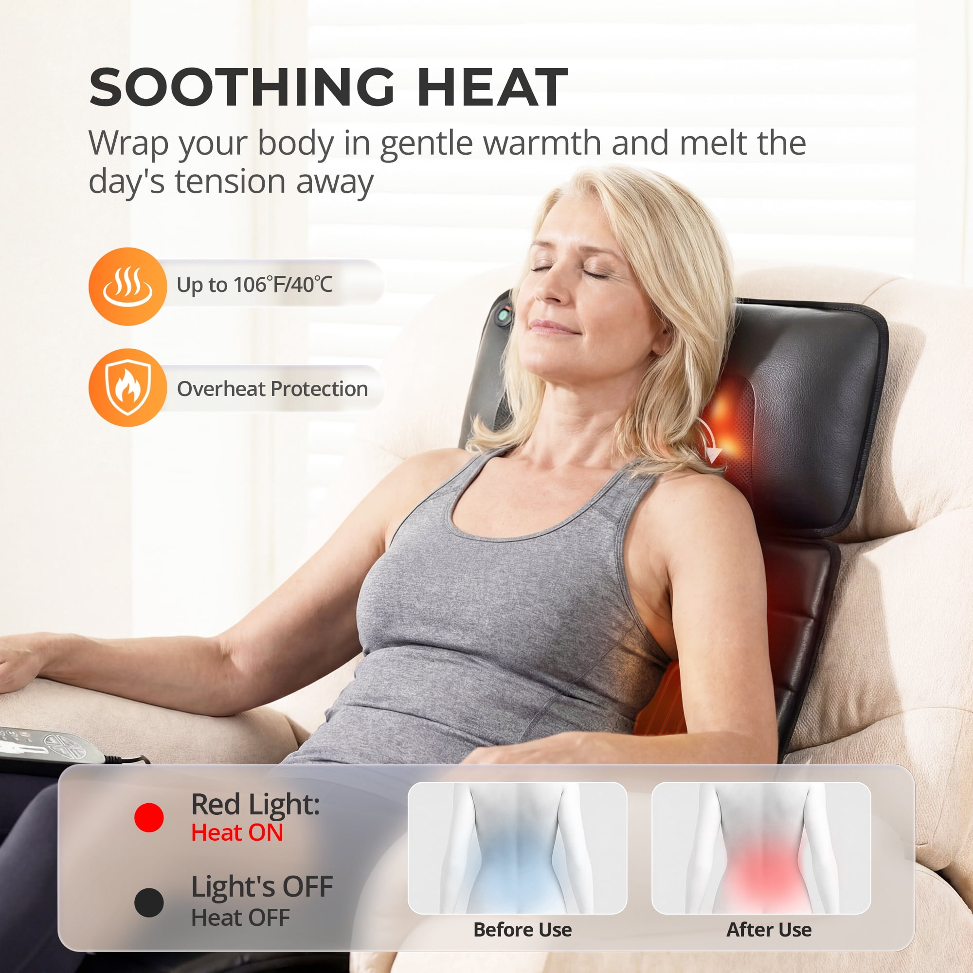 HOMEMASSA Full Body Massage Mat with Heat & vibration,Electric Massage Pad for Neck and Back Pain Relief with Shiatsu Neck Massager,Gift