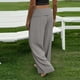 thumbnail image 5 of TaTaai Women's Fashion Loose Straight Long Pants Solid Color High Waist Patchwork Linen-Like Fabric Soft Casual Trousers for Daily and Home Occasions Gift, 5 of 6
