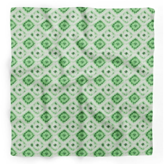 Bimba Green Diamond Tie-Dye Pure Silk Printed Scarf Dupatta Head Neck Wrap Bandanas For Women 40 x 80 Inches