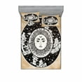 thumbnail image 2 of Mystic Bedding Set with Sheet & Covers, Sun Face in a Circle Motif Esoteric Inner Power of the Cosmos Theme, Printed Bedroom Decor 2 Shams, 4 Sizes, Black White Cream, by Ambesonne, 2 of 3