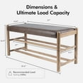 thumbnail image 2 of CREATISAN Upholstered Bench 3-Tier Shoe Rack Bench with Open Shelving, Brown, 330 lb Limit, 2 of 4