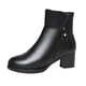 thumbnail image 3 of Botines de moda de otoño e invierno para mujer, tacón grueso, tacón medio, color liso, cremallera lateral negra, terciopelo cálido, 3 of 5