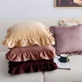 thumbnail image 4 of Nvzi Ruffle Solid Velvet Throw Pillow Cover Luxury Super Soft Decorative Square Pillow Cover Case Cushion Pillowcase for Sofa Couch Bedroom (Grey,18" x 18"), 4 of 5