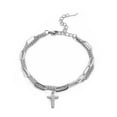 thumbnail image 2 of RuiJiao Unisex Stainless Steel Double Layer Pendant Bracelet - Fashionable Cross Charm for Men and Women, 2 of 6