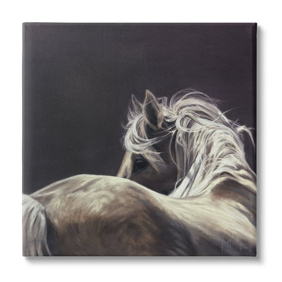 Stupell Industries Double Take Horse Portrait Animals & Insects Painting Gallery Wrapped Canvas Print Wall Art, 17 x 17