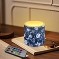 thumbnail image 3 of Kuiaobaty 4 Packs Flickering Flameless LED Battery Candles Waterproof Pillar Fake Candles with Colored Light Remote for Wedding Beach Party Decor Rose Butterfly Blue Leaf Pattern, 3 of 7