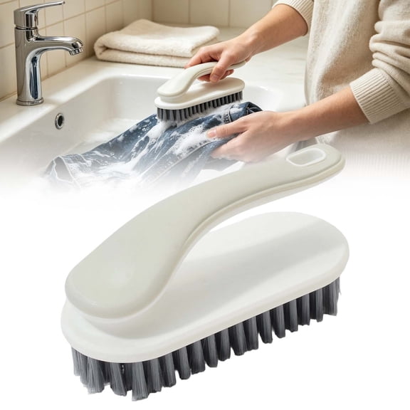 ZMGEJPW Soft Bristle Scrub Cleaning Brush Stain Remover Brush Fabric Cleaning Brush Laundry Brush for Carpet, Clothes, Bathroom,Sneaker-1 Pack (Light Ashy)