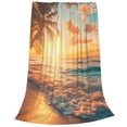 thumbnail image 2 of Honeii Tropical Sunset Beach Scene Print Fleece Blanket - Throw Blanket for Bed, Sofa, Couch, Camping, and Travel , Microplush Ultra Soft Warm Blanket-50"x40", 2 of 7