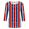 thumbnail image 4 of 3/4 Length Sleeve Womens Tops Plus Size Heart American Flag T Shirts for 4th of July Independence Day Patriotic Tshirts USA Star Stripes Graphic Tees Casual Crewneck Tunic Top Memorial Day Outfits, 4 of 5