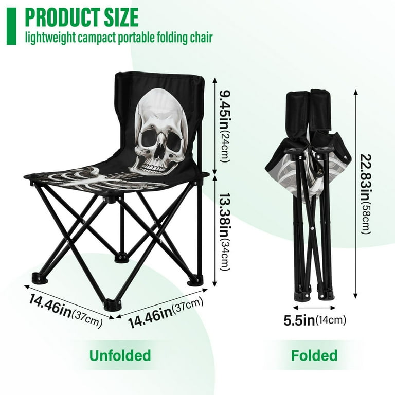 Skull Skeleton Halloween Portable Camping Chair Small for