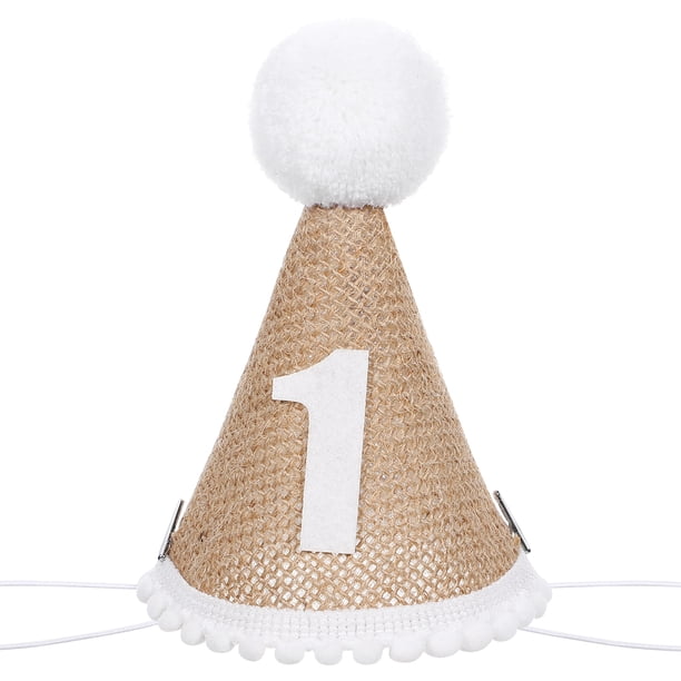 Sombrero de fiesta de cumpleaños de lino, accesorio decorativo para el primer cumpleaños del bebé