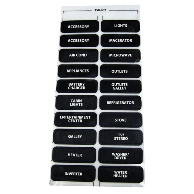 Hoja de etiquetas Paneltronics AC-20 surtida para circuitos de corriente alterna