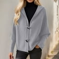 thumbnail image 2 of XPMWRP Women's Sweaters Winter Hooded Cardigans Button Up Knit Coats Jackets Lantern Sleeve Outerwear with Pockets Gray L, 2 of 8