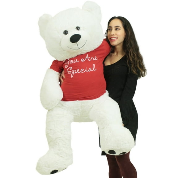 Giant White Teddy Bear 52 Inches Wears Removable Red Tshirt You Are Special