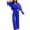 Blue, variant on KIHOUT Clearance Women's Spring And V-Neck Solid Color Temperament Loose Pure Three Quarter Sleeves Bat-Shirt Knotted High Waist Wide Leg Trousers Two-Piece Set