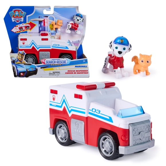 PAW Patrol: Search & Rescue, Marshall Rescue Responder Vehicle with 2 Figures, Toy Truck with Pull-Back Action, Kids Toys for Boys & Girls Ages 3+