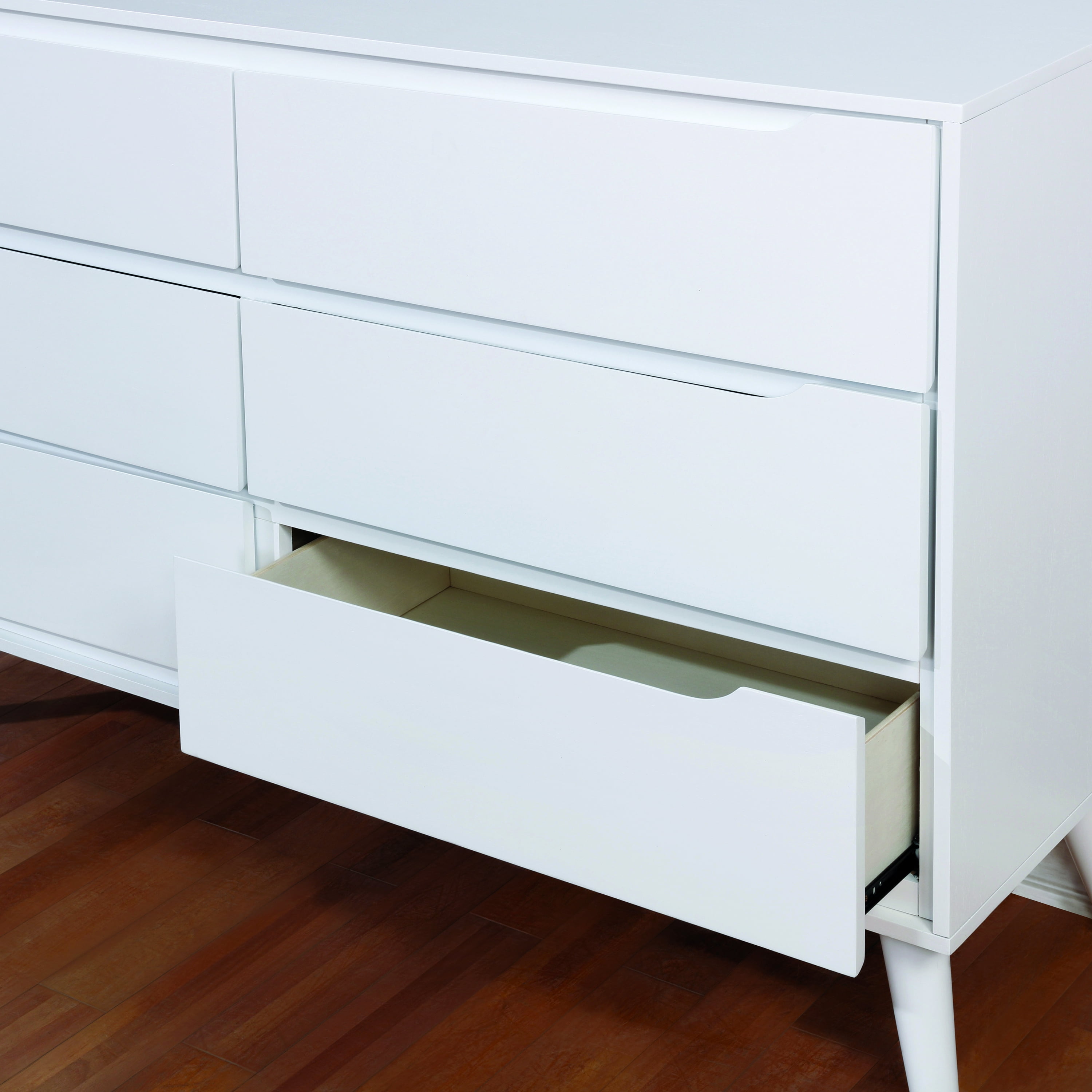 Furniture of America Farrah Mid-Century 6-Drawer Dresser, White