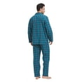 thumbnail image 3 of GLOBAL Mens Yarn Pajama Set 100% Cotton, Long Sleeve Button Down PJ Set for Men Plaid Men's Sleepwear, Sizes S-3XL, 3 of 5