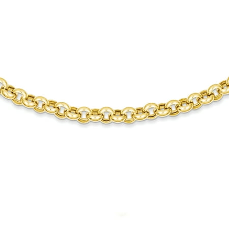 - 14k Yellow Gold 18 Inch 7mm Rolo Cuban Link Chain Necklace Pendant Charm Fancy For Women