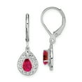 thumbnail image 1 of 925 Sterling Silver Ruby Teardrop Leverback Earrings Drop Dangle Birthstone July, 1 of 6