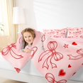 thumbnail image 3 of Manfei Romantic Loves Pattern Twin Comforter Sets,Cute Red Bow Bedding Set,Pink Reversible,2-Piece,1 Comforter and 1 Pillowcase, 3 of 7