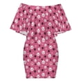 thumbnail image 6 of Dog Paw Pink Background Women's Off The Shoulder Ruffles Summer Wedding Guest Loose Casual Party Beach Dress, 6 of 9