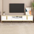 thumbnail image 3 of Harper & Bright Designs TV Stand for 85" TVs, Entertainment Center for Televisions with Storage Cabinets and Drawers, Practical Media Console with Gold Legs for Living Room, White, 3 of 15