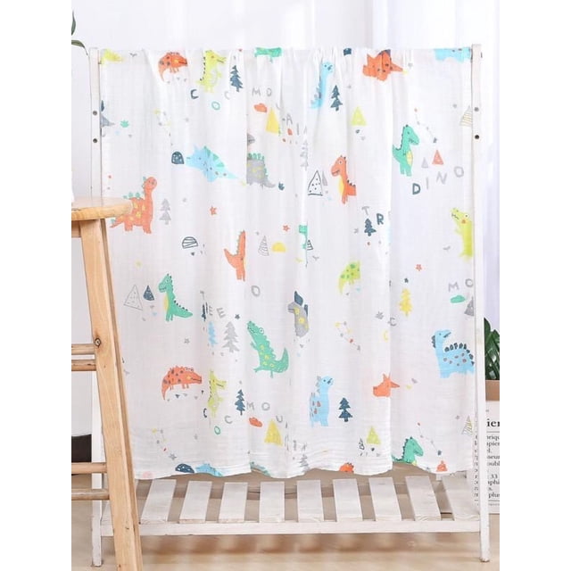 Manta Muselina para bebé 70% bambú y 30% algodón, Suave y Transpirable, 110cm X 120cm cobijas y frazadas dino