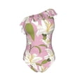 thumbnail image 5 of Wukai Lilies Flowers Chic One Shoulder Swimwear with Ruffle Design and Tummy Control Skirt: Fashionable, Supportive, Comfortable for Beach-Small, 5 of 7