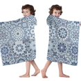 thumbnail image 4 of Blue Ethnic Geometric Pattern Hooded Bath Towel，50"x30" for Ages 3 To 12 Kids, Quick Dry Lightweight Soft Microfiber Hood Beach Towel Cover Up for Kids, 4 of 7