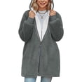 thumbnail image 1 of Chaqueta larga de polar con capucha para mujer, abrigo de felpa esponjosa de manga larga de talla grande, chaqueta de polar de peluche cálida, sudadera con capucha de invierno, cárdigan (XL), 1 of 5