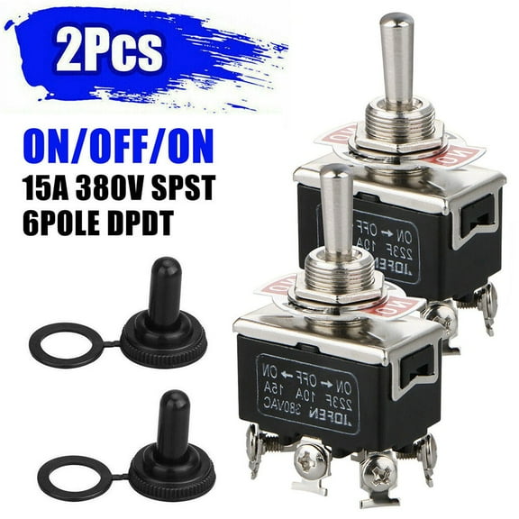 RANMEI 2 Pack 6 Pin Metal Toggle Switch 12V Car On/Off/On Center Off High Quality