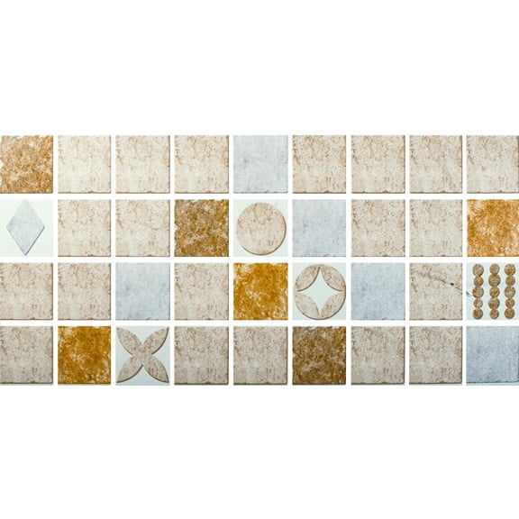 Dundee Deco Peel and Stick Self Adhesive Wallpaper - Beige Latte Brown Squares Shapes, 18 ft x 24 in