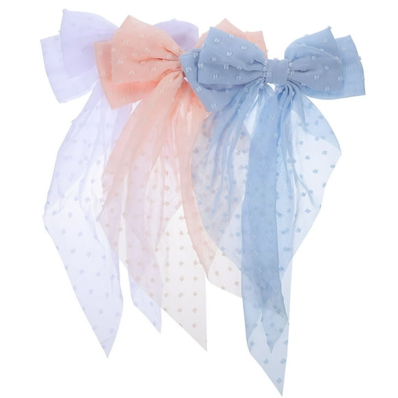 3pcs Hair Bows Women Girls Hair Ribbon Bow Fashion Spring Hair Clips with Long Tail Bow